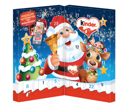 Kinder Mix Chocolate Table 2025 Adventskalender, Киндер Адвент-календарь, 24 сладких сюрприза, 113 грамм