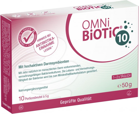 OMNI-BIOTIC 10, 10x5g, Комплекс бактерий Омни Биотик 10 штаммов бактерий для микрофлоры кишечника, Германия, 10 саше х 5 грамм