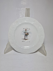 Lierre Lauvage CNP France Две винтажные тарелки с фактурным краем "Продавщица и Продавец на ярмарке в Париже", Франция, 1960-70гг.