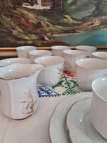 Winterling Markteluthen Bavaria Изысканный фарфоровый сервиз на 12 персон с позолотой и рельефным рисунком, Германия, 1960-70гг.