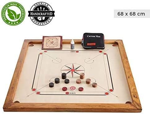 Ubergames Compact Carrom Board Игра Карром: доска 68см х 68см с фишками (без подставки и без сумки), модель B07RT158DN, 4кг