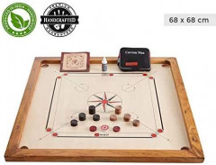 Ubergames Compact Carrom Board Игра Карром: доска 68см х 68см с фишками (без подставки и без сумки), модель B07RT158DN, 4кг