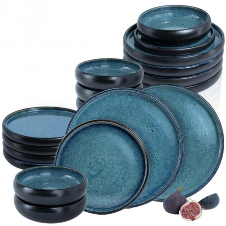 Moritz & Moritz Moritz & Moritz Tafelservice 18-tlg Blau Reaktiv  schwarz Обеденный сервиз Moritz &amp; Moritz, 18 предметов, синий реактивный