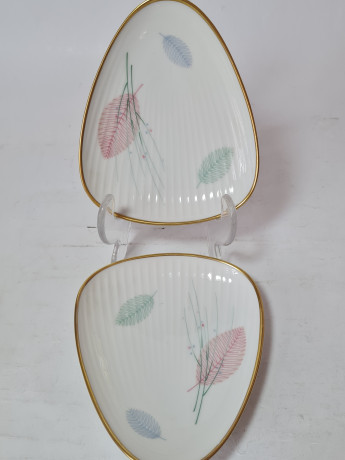 Тарелки сервировочные винтажные Thomas, треугольная форма, 2 шт., фарфор, Германия, 1960-70гг.