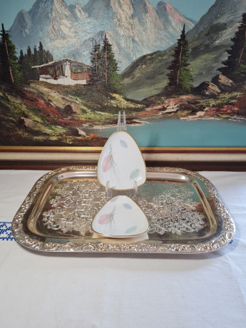 Тарелки сервировочные винтажные Thomas, треугольная форма, 2 шт., фарфор, Германия, 1960-70гг.