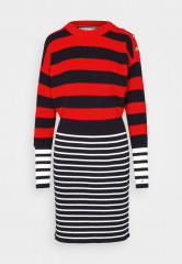 Tommy Hilfiger COLORBLOCK STRIPE DRESS Jumper dress ecru/sky/fireworks ПЛАТЬЕ С ЦВЕТНЫМИ БЛОКАМИ Платье-джемпер экрю/небо/фейерверк