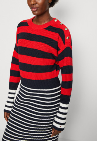 Tommy Hilfiger COLORBLOCK STRIPE DRESS Jumper dress ecru/sky/fireworks ПЛАТЬЕ С ЦВЕТНЫМИ БЛОКАМИ Платье-джемпер экрю/небо/фейерверк