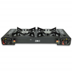 ZMC ZMC Gaskocher Doppel Kartuschenkocher Gaskocher 2 Flammig + 24x Gaskartuschen 227g, (mit automatische Piezo-Zundung Warmeleistung: 2,3KW), Outdoor Gas Campingkocher 2Fach Gasherd Ofen Butan Kochfeld Gas Kocher  Газовая плита ZMC с двойным картриджем, 