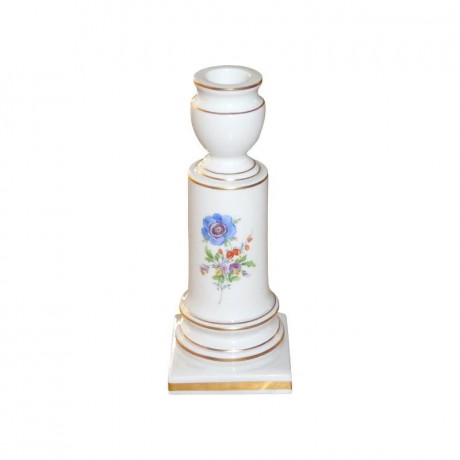 Meissen Meissen  'Neuer Ausschnitt - Blume 3 mitte bunt mit Goldrand' Leuchter 16 cm Meissen "New Cut - 3 цветка посередине с золотым краем" подсвечник 16 см