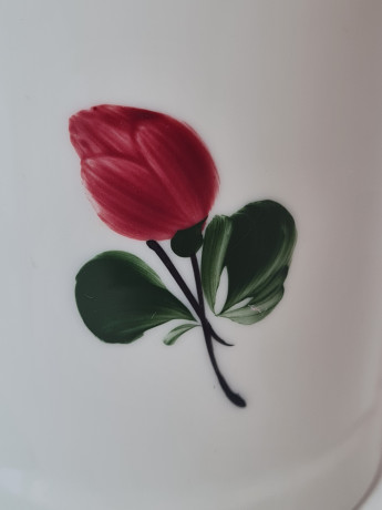 Кружка пивная винтажная Lilien Porzellan Austria с яркими цветами, ручная роспись, фарфор, 11.5 см, Австрия, 1960-70гг.