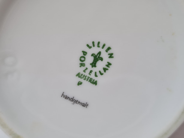 Кружка пивная винтажная Lilien Porzellan Austria с яркими цветами, ручная роспись, фарфор, 11.5 см, Австрия, 1960-70гг.