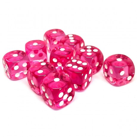 dice4friends 10-tlg. D6 Wurfelset Transparent: Pink 10 шт. D6 Dice Set Прозрачный: Розовый