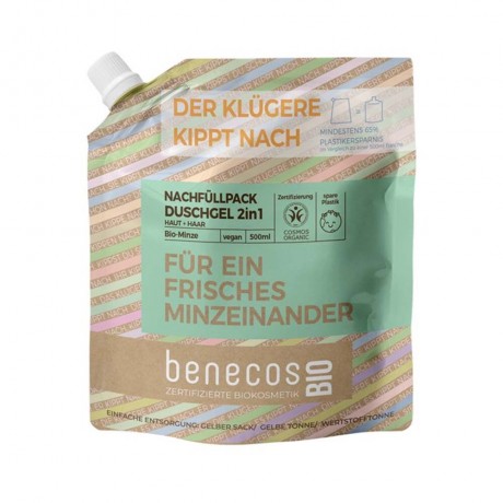 benecos Minze Duschgel 2in1 Haut+Haar Refill  Мята гель для душа 2в1 кожа+волосы наполнитель