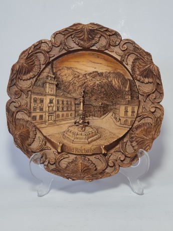 German Wood Винтажное деревянное панно "Бад-Райхенхалль", ручная работа, 23см, Германия 1950-60гг.