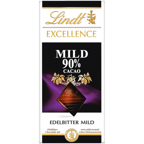 Lindt Excellence Edelbitter mild 90% Какао Горький шоколад 100г