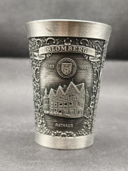 Набор бокал и рюмки винтажные Staufen Zinn, Essingen "Бломберг", ручная работа, олово, 8.5 и 6.5 см, Германия, 1970-80гг.