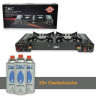 ZMC ZMC Gaskocher Doppel Kartuschenkocher Gaskocher 2 Flammig + 20x Gaskartuschen 227g, (mit automatische Piezo-Zundung Warmeleistung: 2,3KW), Outdoor Gas Campingkocher 2Fach Gasherd Ofen Butan Kochfeld Gas Kocher Газовая плита ZMC с двойным картриджем,