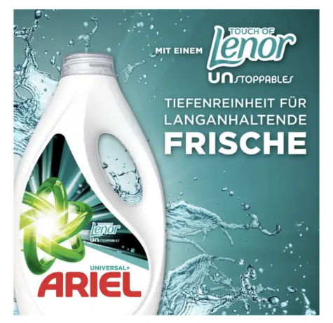 Ariel Vollwaschmittel Flüssig Touch of Unstoppables 20WL, Гель для стирки с ароматом Lenor Unstoppables, 20 загрузок