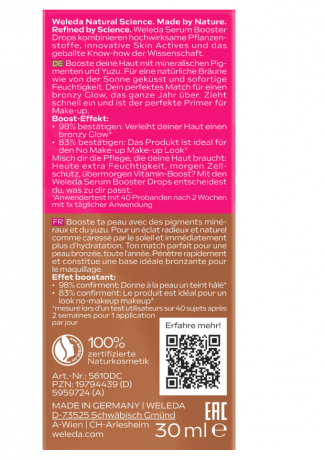 WELEDA Sunkissed Bronzing Serum Drops Сыворотка-бронзер придает коже естественный загар без отдушек с экстрактом юдзу и алоэ вера, 30мл