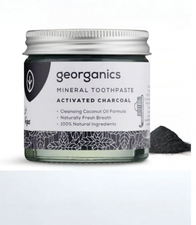 Georganics Mineral Toothpaste Activated Charcoal, 60 ml Зубная паста с активированным углем, отбеливающая, без фтора, без SLS, с кокосовым маслом, натуральная, 60 мл