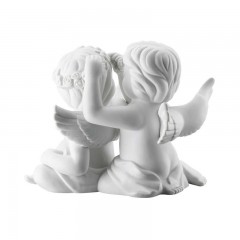 Rosenthal Rosenthal Engelpaar mit Blumenkranz mittel weiss matt 9,5 cm Розенталь пара ангелов с венком из цветов средний белый матовый 9,5 см