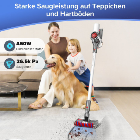 redroad redroad Akku-Stielstaubsauger 17, 450,00 W, Beutellos, Akku Staubsauger 26.5Kpa, 60 Mins,Mit LED Licht Беспроводной пылесос Redroad 17, 450,00 Вт, без мешка, беспроводной пылесос 26,5 кПа, 60 минут, со светодиодной подсветкой