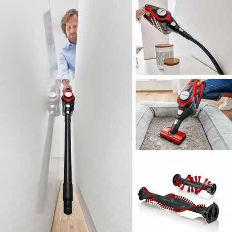 BOSCH BOSCH Akku-Stielstaubsauger BCS8224PET Unlimited Serie 8 Gen2, beutellos, Ideal fur Haustierbesitzer, rot/schwarz Беспроводной пылесос BOSCH BCS8224PET Unlimited Series 8 Gen2, без мешка, идеально подходит для владельцев домашних животных, красный/