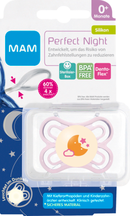MAM Соска (успокаивающая) Perfect Night 0-6 Месяц ы, Силикон , Mädchen, 1 шт