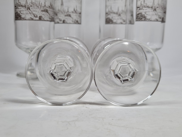 Бокалы пивные винтажные Dortmunder Union Siegel Pils на ножке, стекло, 6 шт., 18 см, Германия, 1960-70гг.