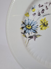 Bareuther Bavaria Винтажное круглое блюдо с позолоченным краем "Полевые цветы", 29см, Германия, 1960-70гг.
