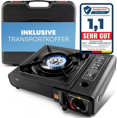 Hikeren Gaskocher 2,9kW Campingkocher mit Piezozundung,1-flammig mit Adapter fur LPG, (1-St)  Газовая плита Hikeren 2,9 кВт походная с пьезоподжигом, 1 пламя с адаптером для сжиженого нефтяного газа, (1 шт.)