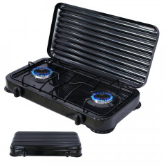 Melko Melko Gaskocher Gaskocher Campingkocher 2 flammig Gasherdplatte Camping Kochfeld, (1-St), Flamme stufenlos regulierbar durch Drehknopf  Газовая плита Melko, газовая плита, походная плита, 2 пламени, газовая плита, походная плита, (1 шт.), пламя плав