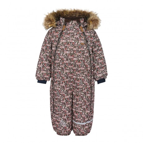 Minymo Schneeoverall mit Kapuze Fake Fur Blumen Зимний комбинезон с капюшоном из искусственных меховых цветов