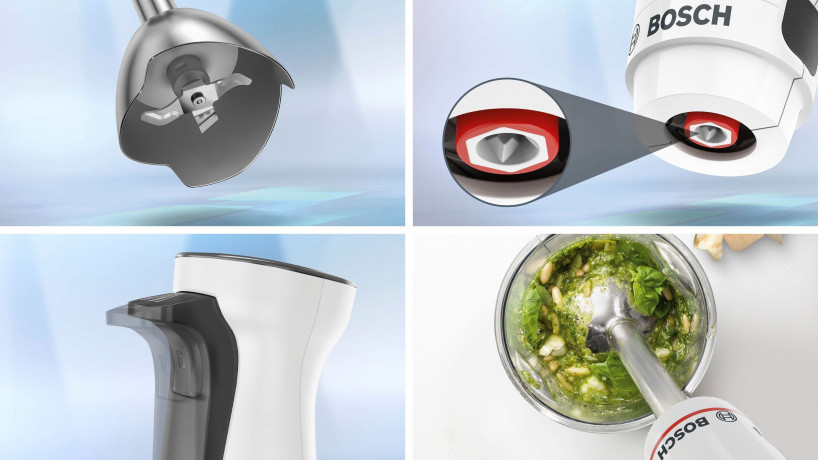 BOSCH BOSCH Stabmixer MSM4W220 ErgoMaster Serie 4, 600 W, Keramik-Kupplung, Edelstahl-Mixfuss, Zerkleinerer  Ручной блендер BOSCH MSM4W220 ErgoMaster Series 4, 600 Вт, керамическая муфта, ножка для смешивания из нержавеющей стали, измельчитель