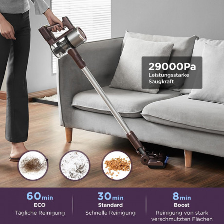 Eureka! Eureka! Akku-Hand-und Stielstaubsauger Ideal fur Hartboden, Teppiche, Tierhaare, 450,00 W, beutellos, 450W Tierstaubsauger: Stark, 60 Min Laufzeit, Touchscreen – Haare  Эврика! Беспроводной ручной пылесос, идеально подходит для твердых полов, ковр