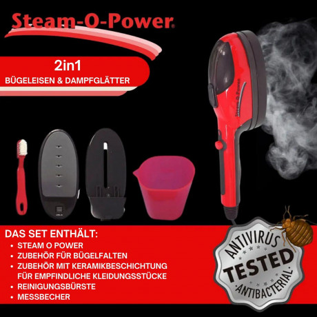 Best Direct® Best Direct® Dampfburste Steam-O-Power 2 in 1, 770 W, Bugeleisen  Dampfglatter, leicht und kompakt ideal fur die Reise  Паровая щетка Best Direct® Steam-O-Power 2 в 1, 770 Вт, утюг-отпариватель, легкий и компактный, идеально подходит для путе
