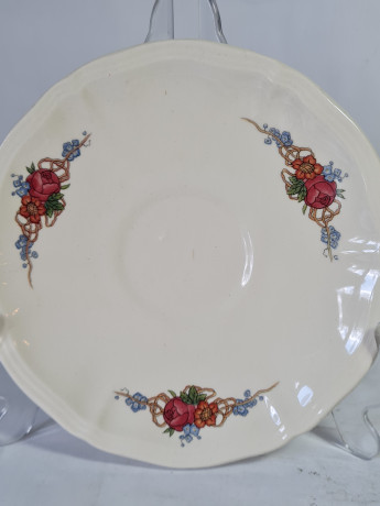 Набор тарелок винтажных Sarreguemines France, керамика с ярким цветочным узором, 5 шт х 16,5 x 2 см, Франция, 1960-70гг.