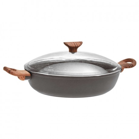 Sambonet Sambonet Rock'n'Rose - Aluminium-Antihaft Servierpfanne mit Deckel Rock d: 28 cm / h: 6,8 cm / 3,6 L Sambonet Rock"n"Rose - алюминиевая сковорода с антипригарным покрытием Rock d: 28 см / высота: 6,8 см / 3,6 л