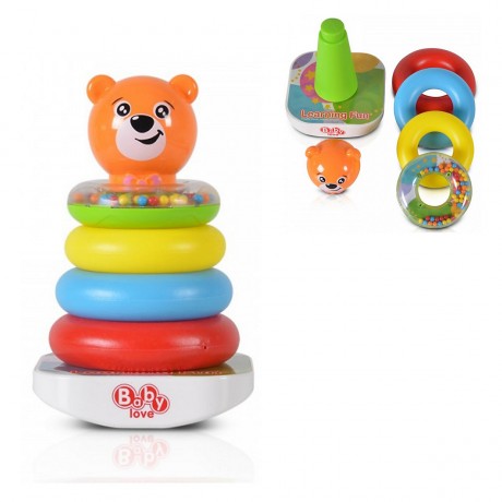 MONI Stapelturm 35785 Bar und Ringe Stapelspielzeug Stacking Tower 35785 Штанга и кольца Игрушка для штабелирования