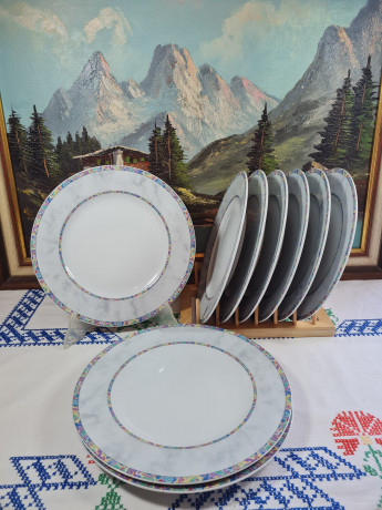 Тарелки сервировочные винтажные Eschenbach, фарфор, 9 шт., 26 см, Германия, 1960-70гг.