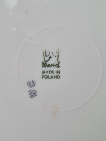 Тарелка сервировочная винтажная Wawel Poland, сине-золотой орнамент, фарфор, 21 см, 6 шт., Польша, 1970-80гг.