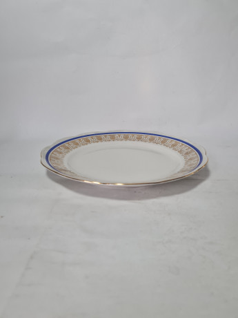 Тарелка сервировочная винтажная Wawel Poland, сине-золотой орнамент, фарфор, 21 см, 6 шт., Польша, 1970-80гг.