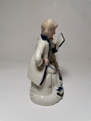 German porcelain, Немецкая винтажная фарфоровая статуэтка рококо "Музыканты с арфой" 12см, 1960-70гг.