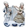 German porcelain, Немецкая винтажная фарфоровая статуэтка рококо "Музыканты с арфой" 12см, 1960-70гг.