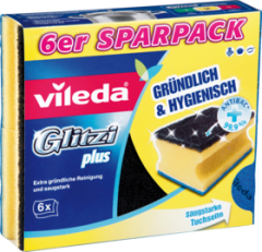 Vileda губка  Glitzi plus zur gründlichen Средство для купания с Antibac-Effekt, 6 шт