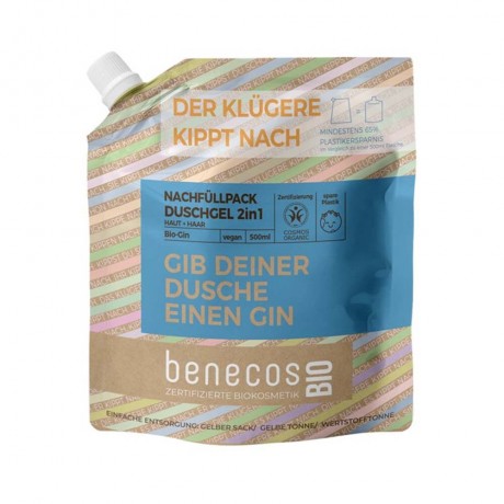 benecos Gin Duschgel 2in1 Haut+Haar Refill  Джин гель для душа 2в1 кожа+волосы наполнитель