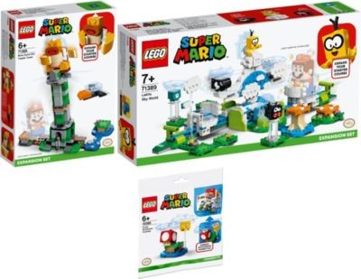 LEGO Super Mario 3er Set: 71388 Kippturm mit Sumo-Bruder-Boss - Erweiterungsset + 71389 Lakitus Wolkenwelt - Erweiterungsset + 30385 Superpilz Uberraschung ? Erweiterungsset - Polybag Набор Super Mario из 3 предметов: 71388 Наклоняющаяся башня с братом-бо