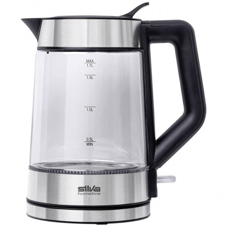 Silva Homeline Silva Homeline Wasserkocher Silva Homeline KL-G 2007 Wasserkocher schnurlos Silber, Schwarz, 1.70 l, 2200 W Чайник Silva Homeline Silva Homeline KL-G 2007 Чайник беспроводной серебристый, черный, 1,70 л, 2200 Вт