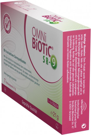 OMNI BIOTIC SR-9 7st, Комплекс бактерий Омни Биотик при стрессах, расстройствах и тревоге: 9 штаммов + Витамины группы В, 7 саше