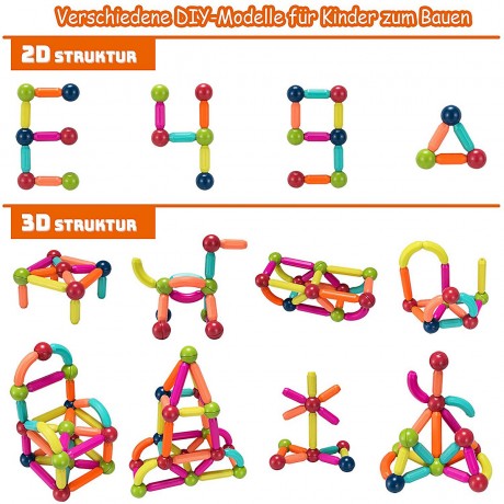 COSTWAY Puzzlespielzeug 88 Stk. Magnetkugeln  Stabe Игрушка-пазл 88 шт.
